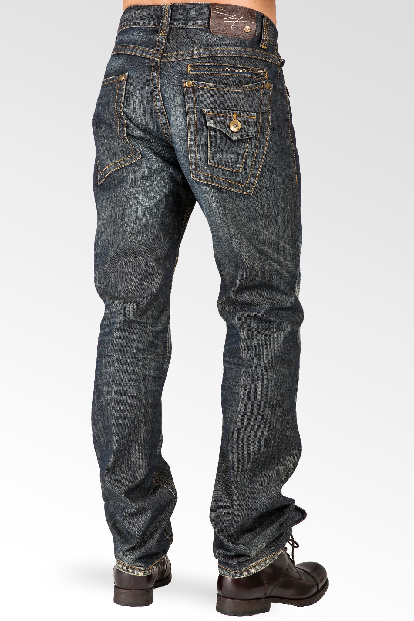 Level 7 Men's Relaxed Straight Dark Vintage Zip Utility Pocket Jeans  Premium Denim – Level 7 Jeans