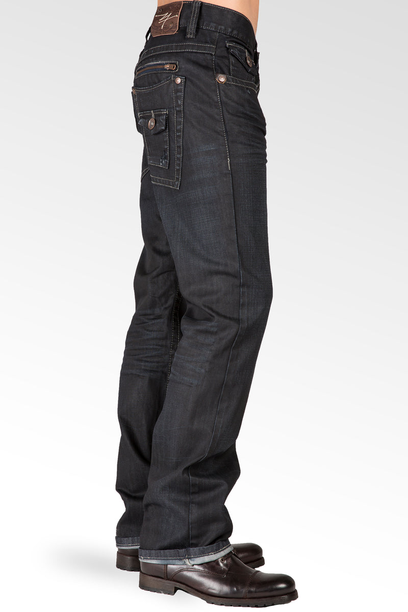 Level 7 Men's Relaxed Straight Coated Dark Indigo Zip Pocket Jean ...