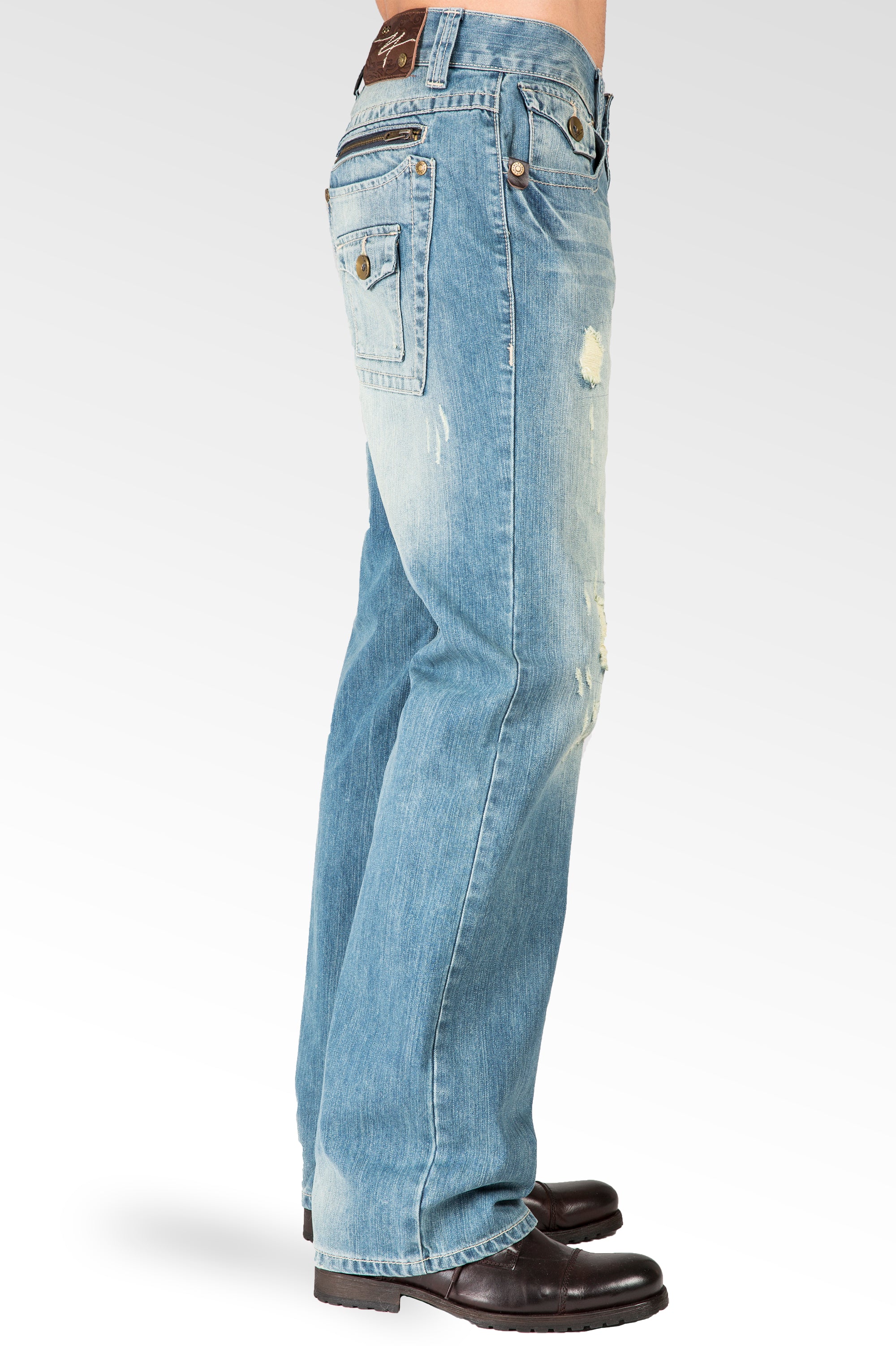 Level 7 Men's Zipper Pocket Relaxed Straight leg Coated Black Jeans Premium  Denim – Level 7 Jeans