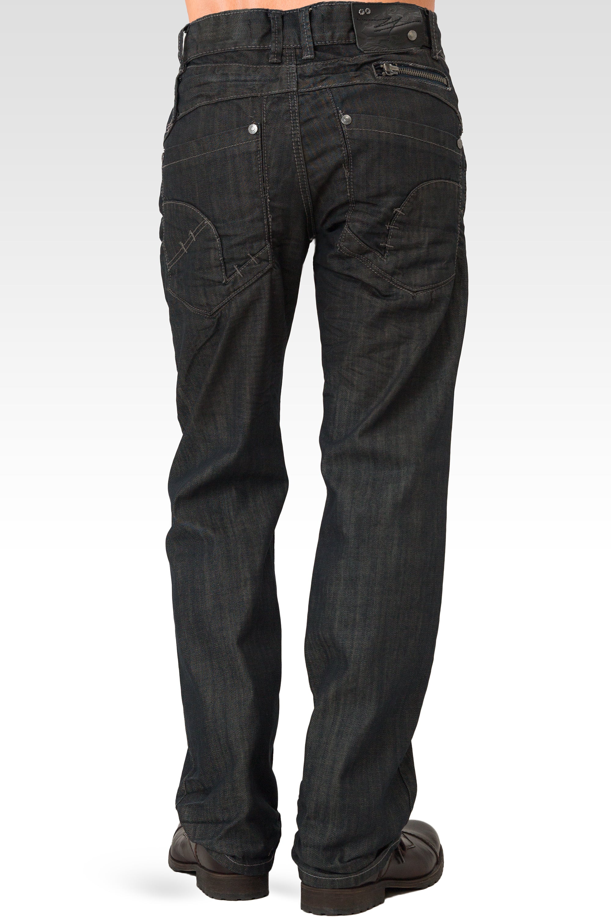 Aja munt driehoek Level 7 Men's Relaxed Straight Dark Blue Oil Stain Zipper Pocket Denim Jeans  – Level 7 Jeans