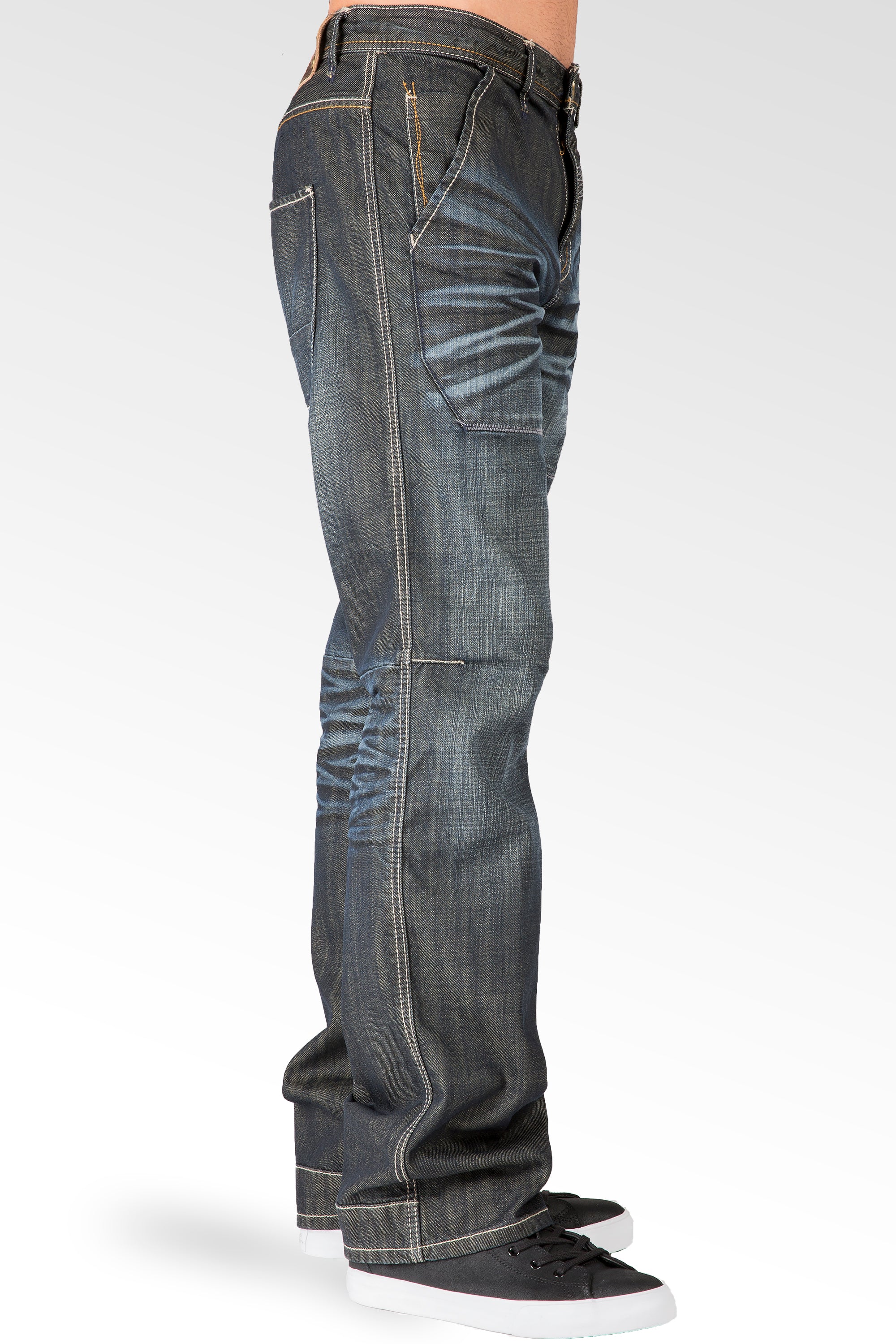 Level 7 Men's Relaxed Straight Dark Wrinkle Wash Rip & Repair Jeans Premium  Denim – Level 7 Jeans